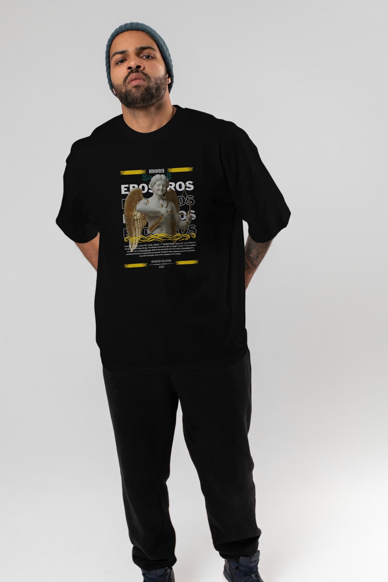 Eros ön Baskılı Oversize t-shirt Erkek Kadın %100 Pamuk Bisiklet Yaka tişort