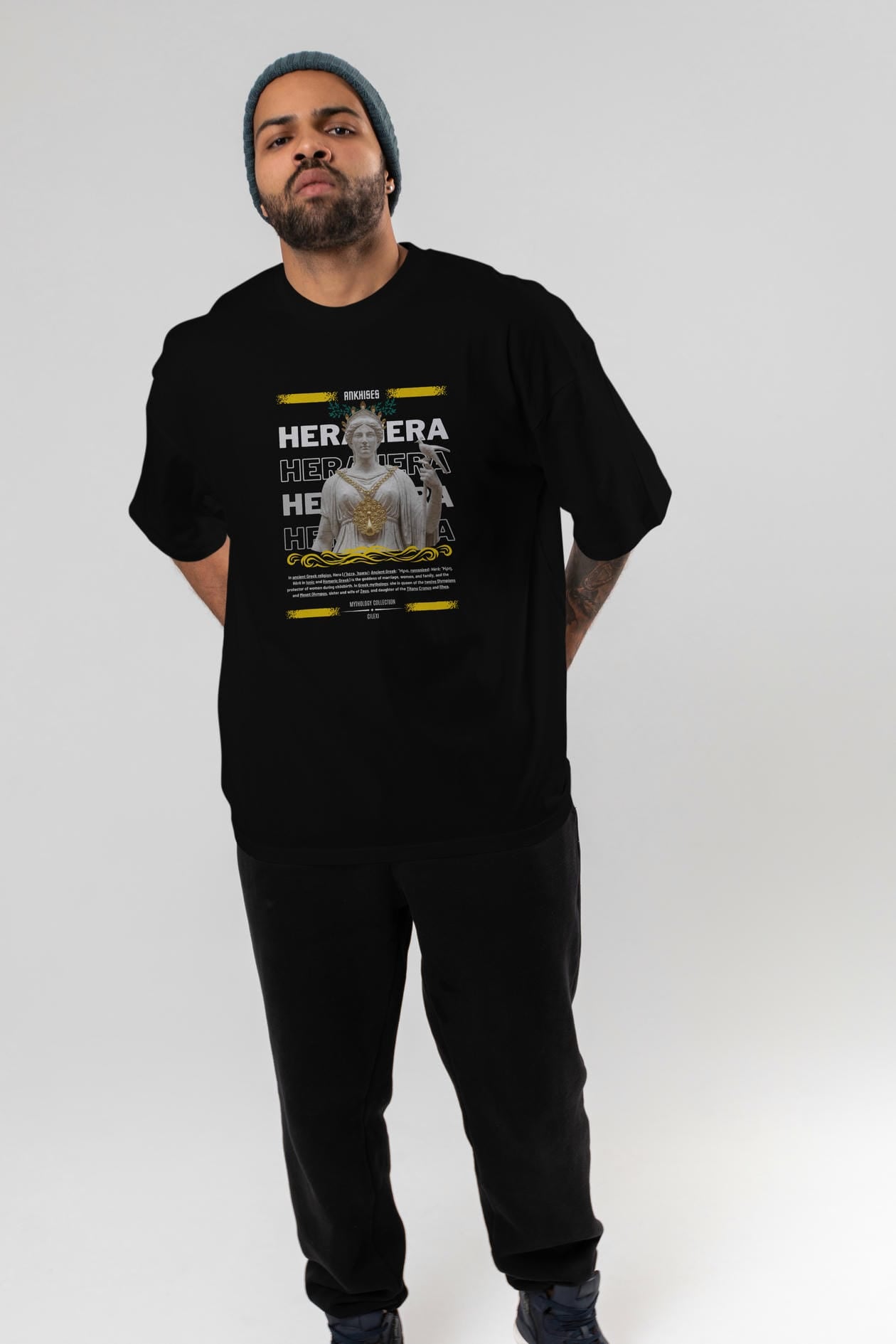 Hera 2 ön Baskılı Oversize t-shirt Erkek Kadın %100 Pamuk Bisiklet Yaka tişort