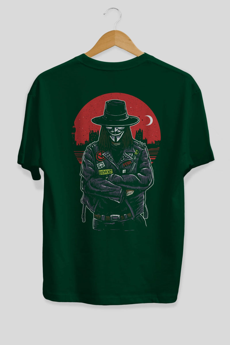 vendetta Arka Baskılı Oversize t-shirt Erkek Kadın Unisex %100 Pamuk - Cilexi