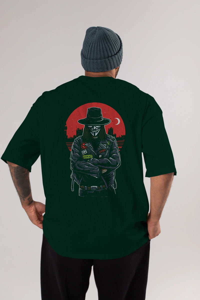 vendetta Arka Baskılı Oversize t-shirt Erkek Kadın Unisex %100 Pamuk - Cilexi