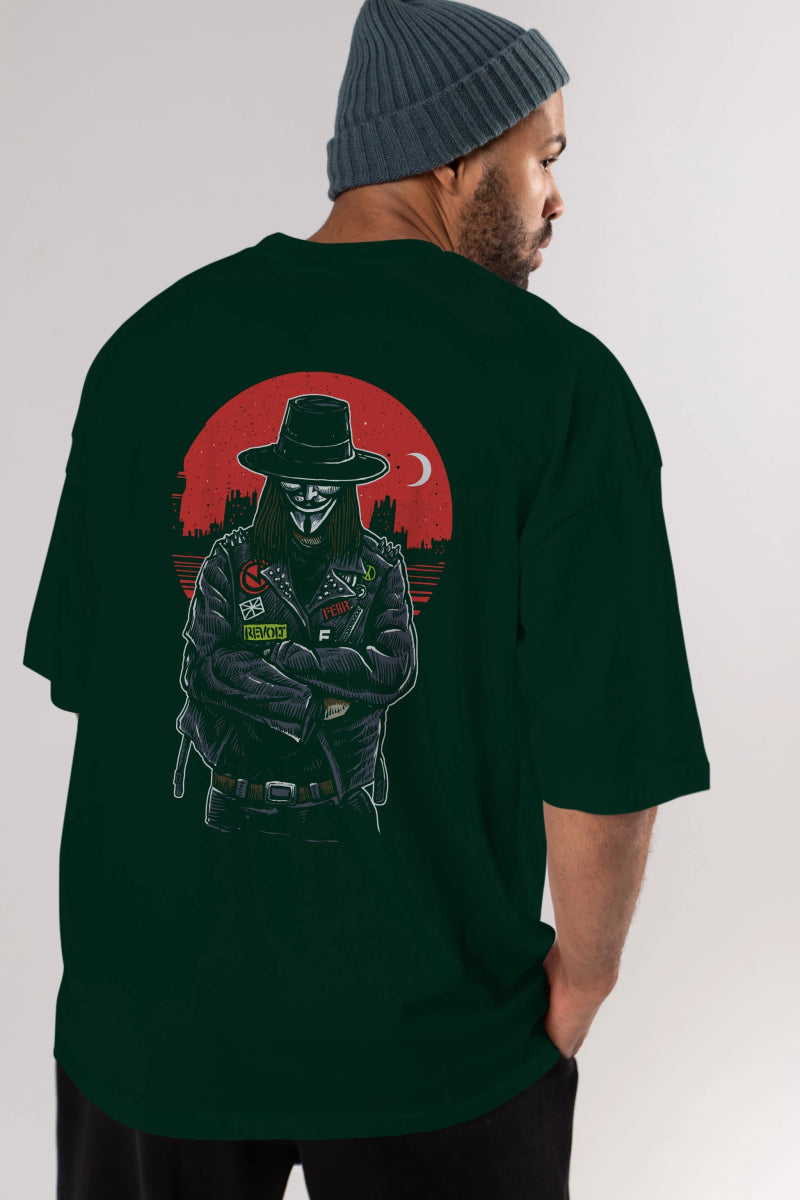 vendetta Arka Baskılı Oversize t-shirt Erkek Kadın Unisex %100 Pamuk - Cilexi