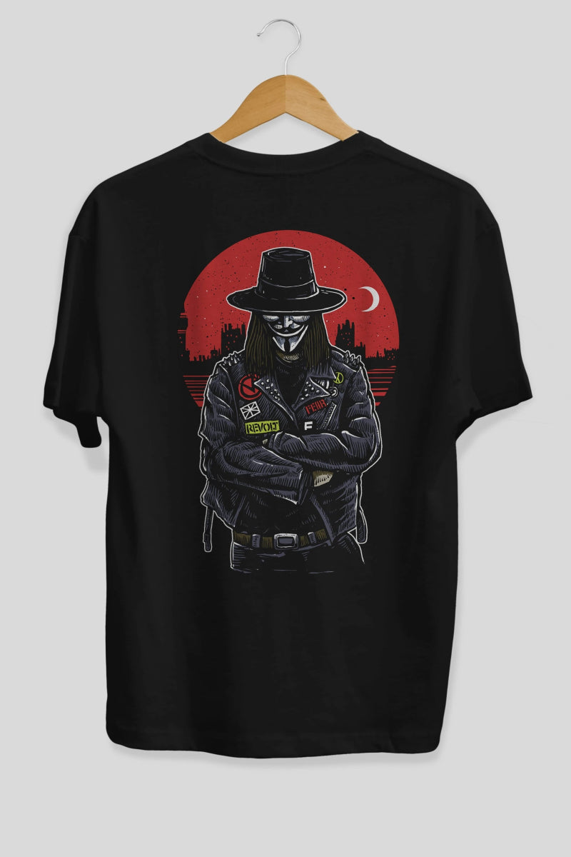 vendetta Arka Baskılı Oversize t-shirt Erkek Kadın Unisex %100 Pamuk - Cilexi