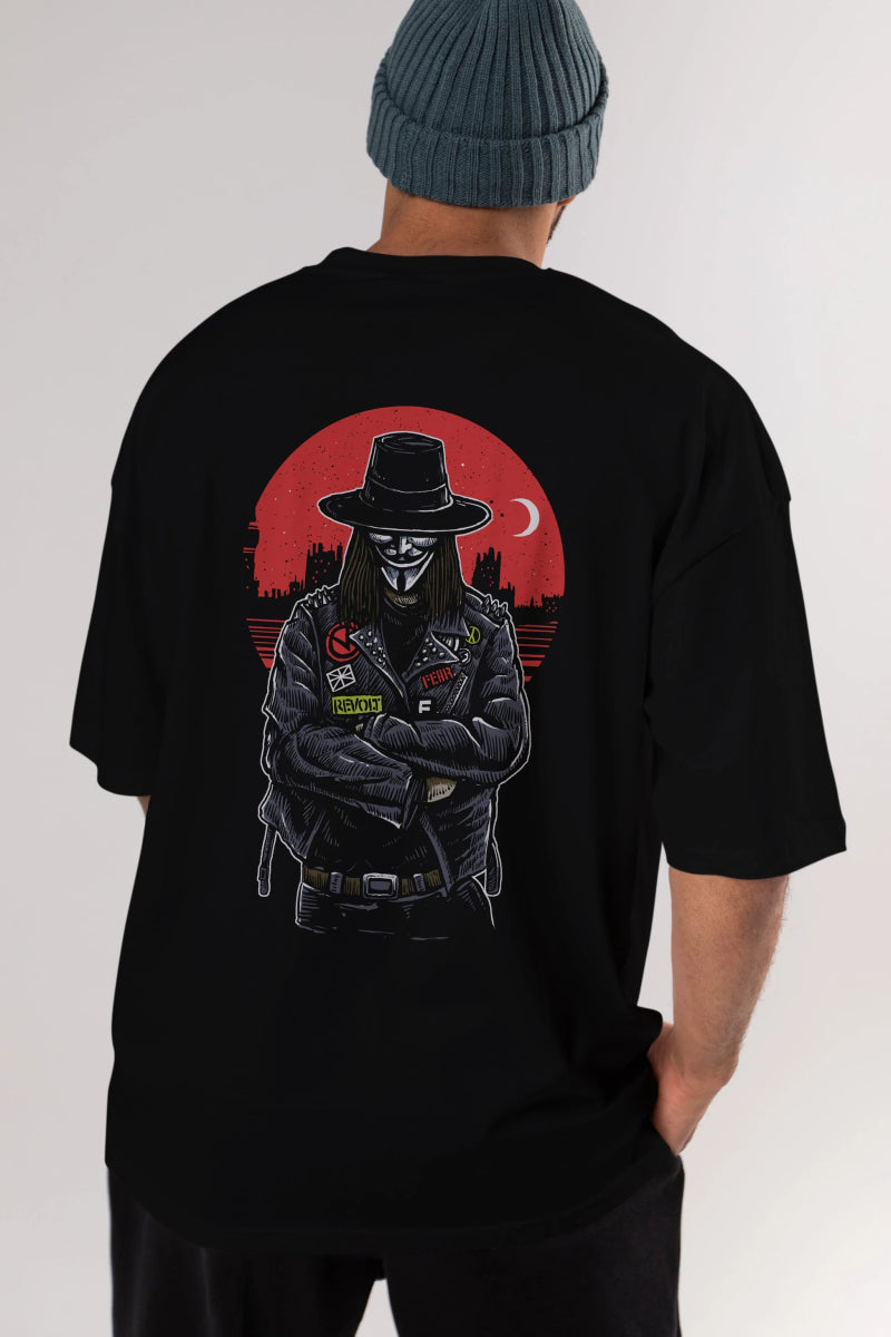 vendetta Arka Baskılı Oversize t-shirt Erkek Kadın Unisex %100 Pamuk - Cilexi