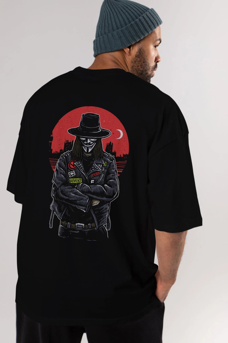 vendetta Arka Baskılı Oversize t-shirt Erkek Kadın Unisex %100 Pamuk - Cilexi
