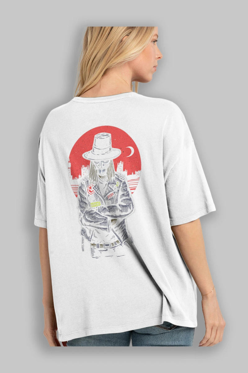 vendetta Arka Baskılı Oversize t-shirt Erkek Kadın Unisex %100 Pamuk - Cilexi