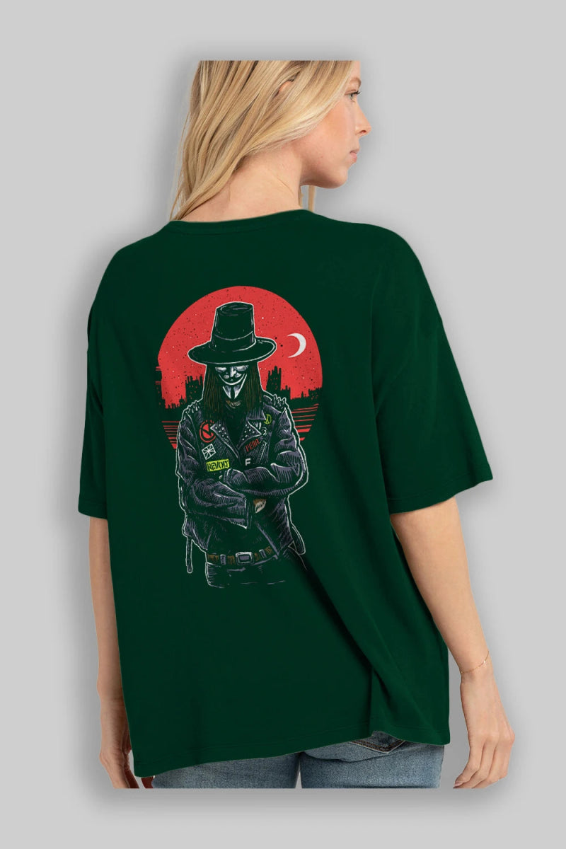 vendetta Arka Baskılı Oversize t-shirt Erkek Kadın Unisex %100 Pamuk - Cilexi
