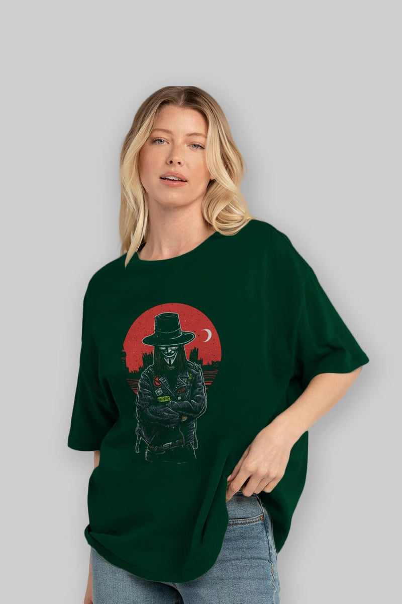 vendetta Ön Baskılı Oversize t-shirt Erkek Kadın Unisex %100 Pamuk tişort - Cilexi