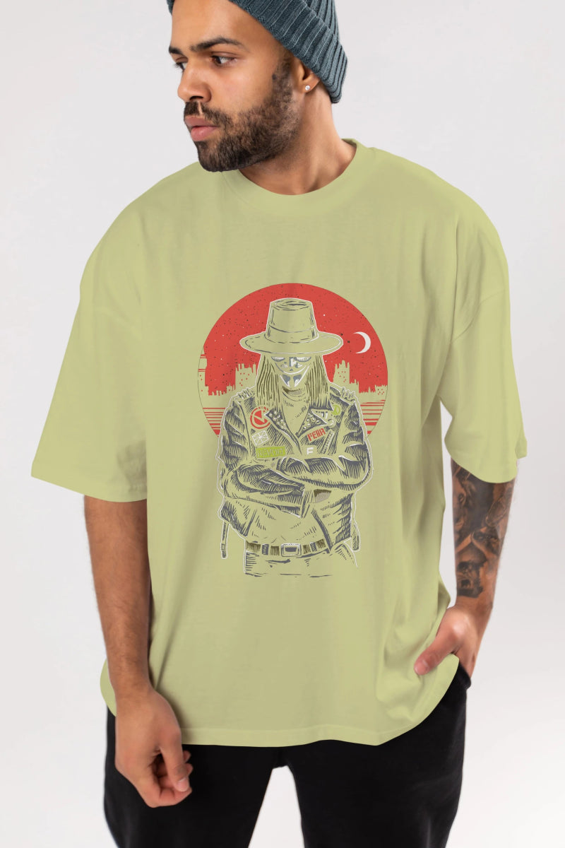 vendetta Ön Baskılı Oversize t-shirt Erkek Kadın Unisex %100 Pamuk tişort - Cilexi