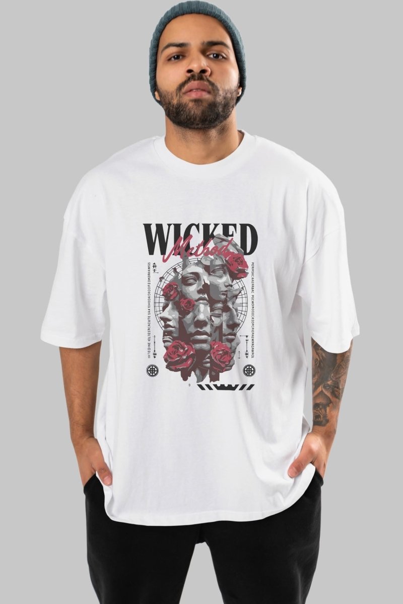 Wicked Method ön Baskılı Oversize t-shirt Erkek Kadın %100 Pamuk Bisiklet Yaka tişort - Cilexi