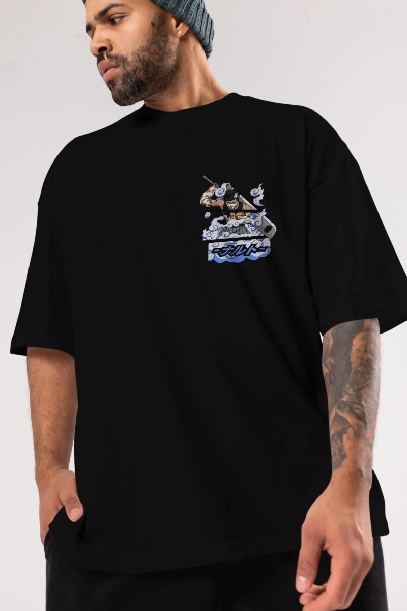 zabuza momochi Ön Sol Baskılı Oversize t-shirt Erkek Kadın Unisex %100 Pamuk Bisiklet Yaka tişort - Cilexi