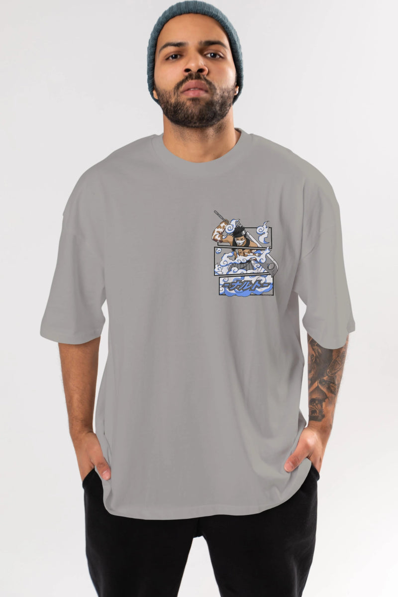 zabuza momochi Ön Sol Baskılı Oversize t-shirt Erkek Kadın Unisex %100 Pamuk Bisiklet Yaka tişort - Cilexi
