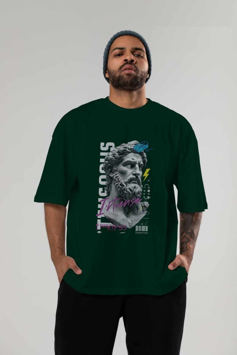 Zeus Intense ön Baskılı Oversize t-shirt Erkek Kadın %100 Pamuk Bisiklet Yaka tişort - Cilexi