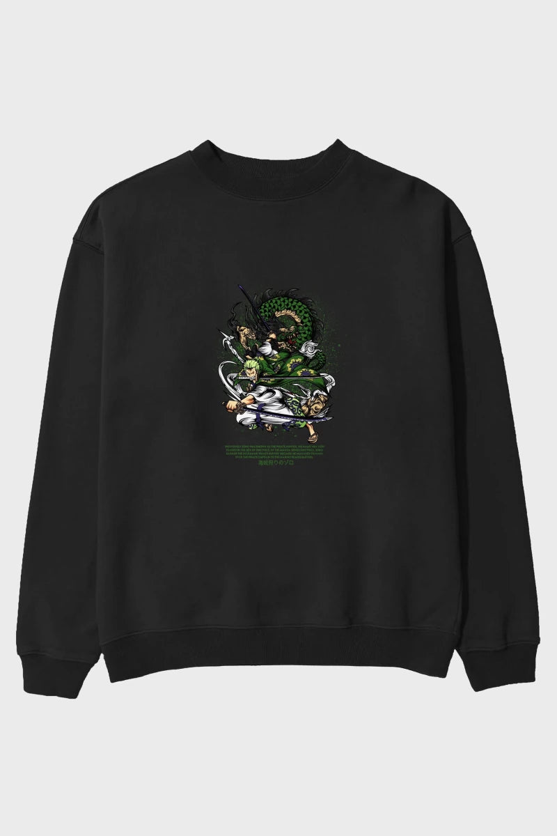 Zoro Anime Ön Baskılı Oversize Sweatshirt Erkek Kadın Unisex - Cilexi