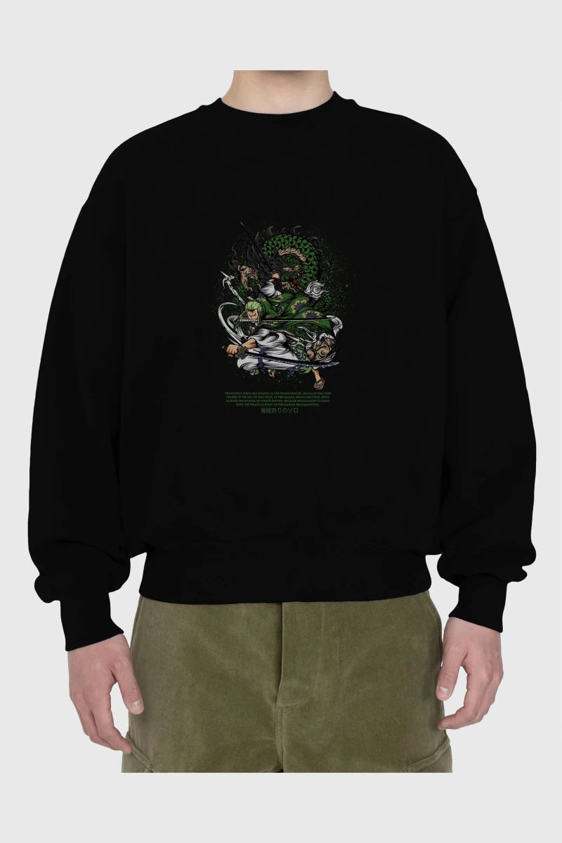 Zoro - ONE PIECE Anime Ön Baskılı Oversize Sweatshirt Erkek Kadın Unisex - Cilexi
