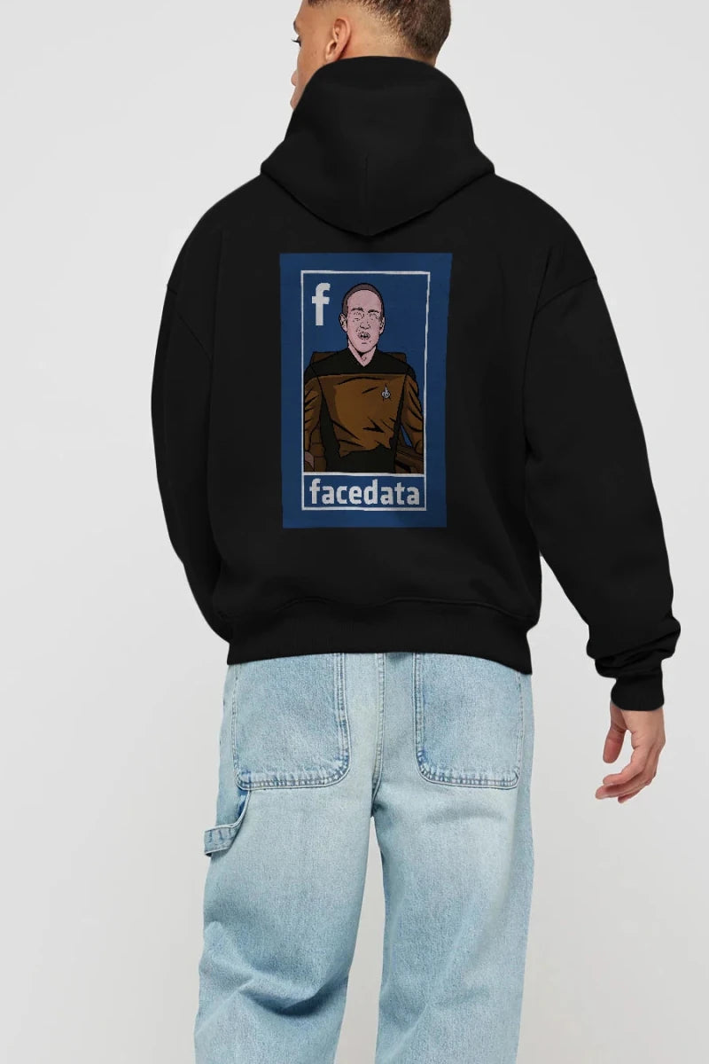 Zukerberg Data Arka Baskılı Hoodie Oversize Kapüşonlu Sweatshirt Erkek Kadın Unisex - Cilexi