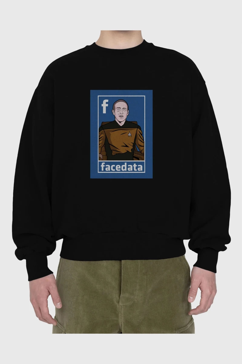 Zukerberg Data Ön Baskılı Oversize Sweatshirt Erkek Kadın Unisex - Cilexi