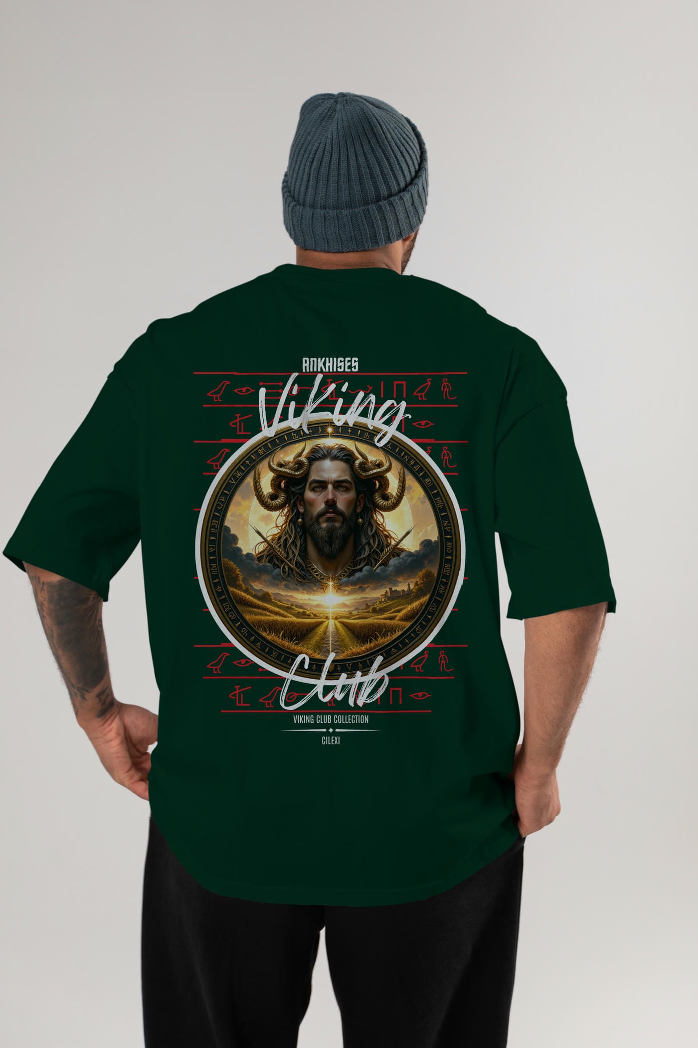 Viking Mitolojisi Serisi 3 Arka Baskılı Oversize t-shirt Erkek Kadın %100 Pamuk Bisiklet Yaka tişort