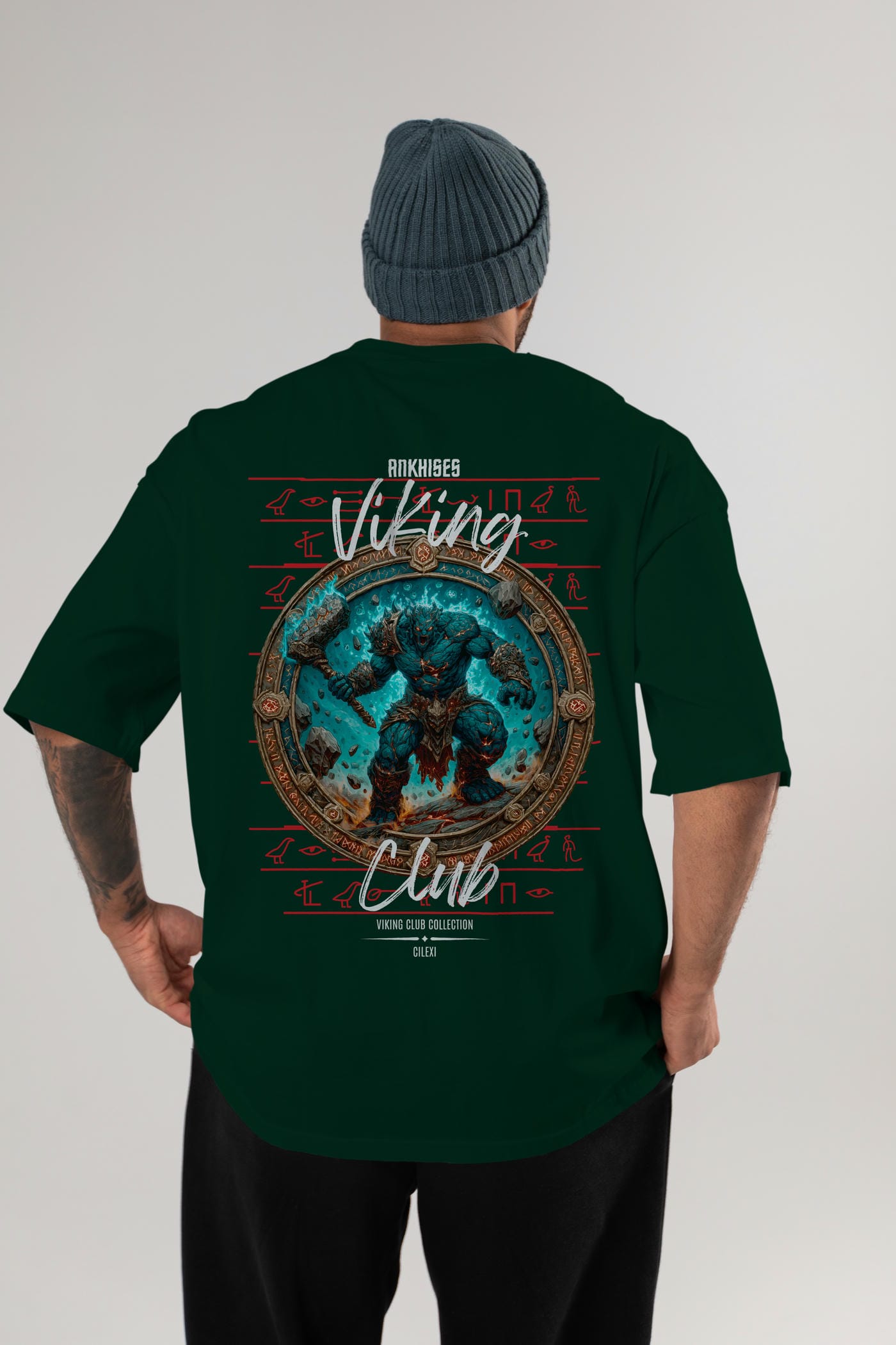 Hrungnir Baskılı Oversize t-shirt Erkek Kadın %100 Pamuk Bisiklet Yaka tişort