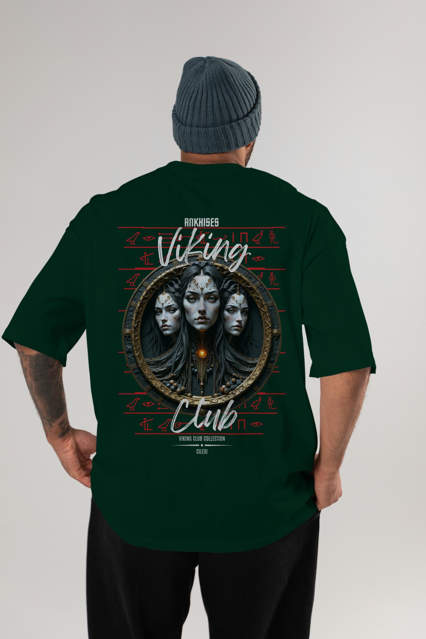 Viking Mitolojisi Serisi 23 Arka Baskılı Oversize t-shirt Erkek Kadın %100 Pamuk Bisiklet Yaka tişort