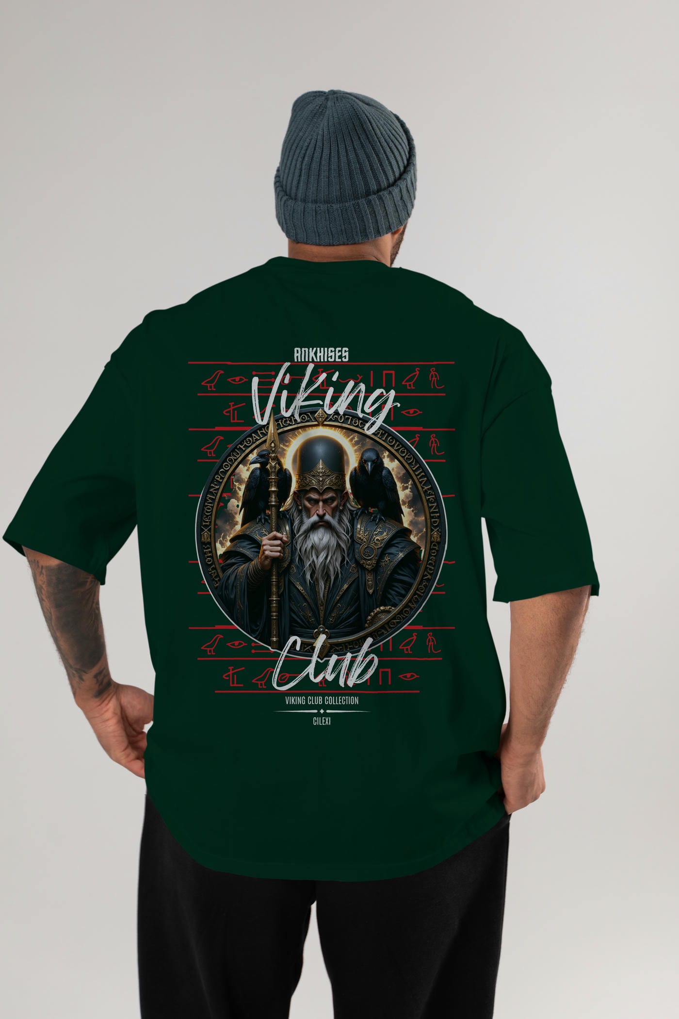 Odin 1 Arka Baskılı Oversize t-shirt Erkek Kadın %100 Pamuk Bisiklet Yaka tişort