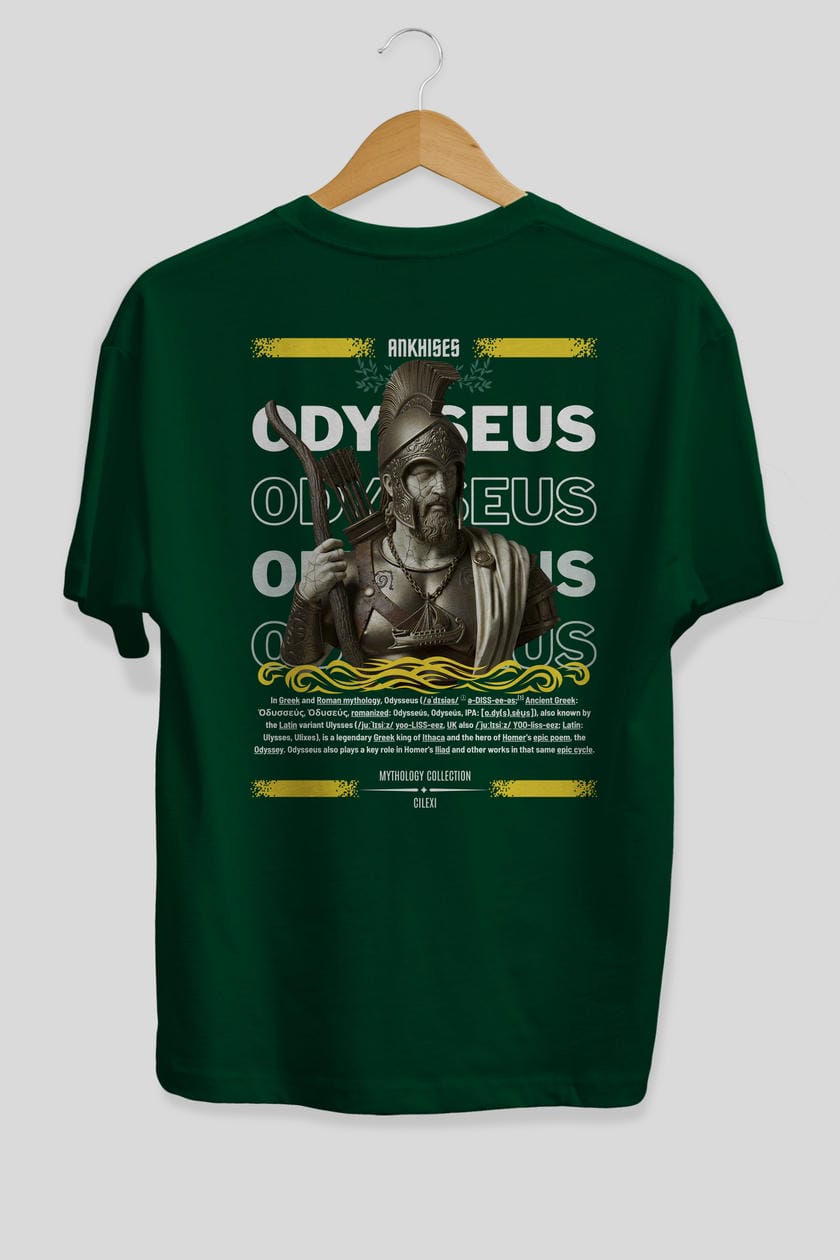Odysseus 1 Arka Baskılı Oversize t-shirt Erkek Kadın %100 Pamuk Bisiklet Yaka tişort