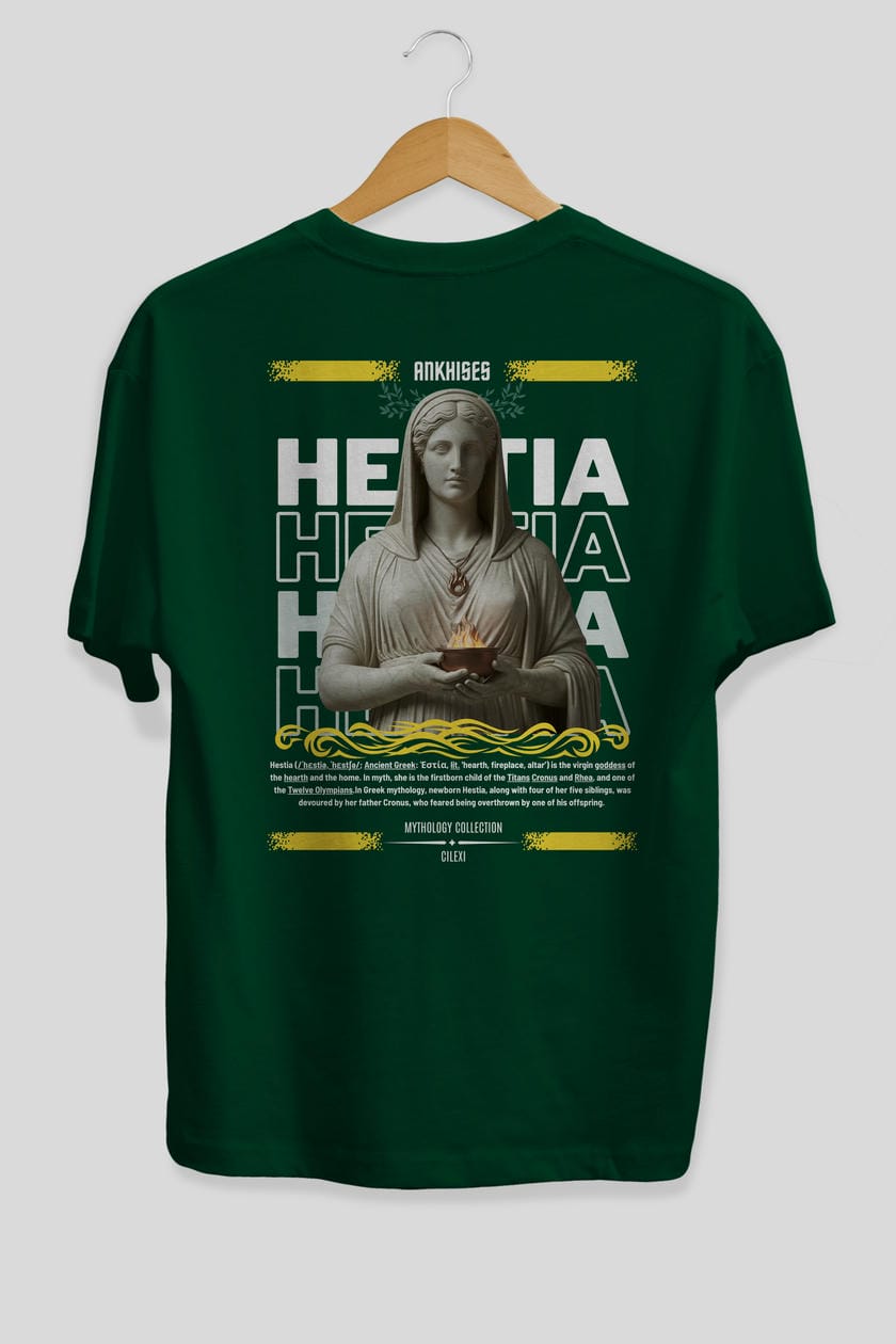 Hestia 1 Arka Baskılı Oversize t-shirt Erkek Kadın %100 Pamuk Bisiklet Yaka tişort