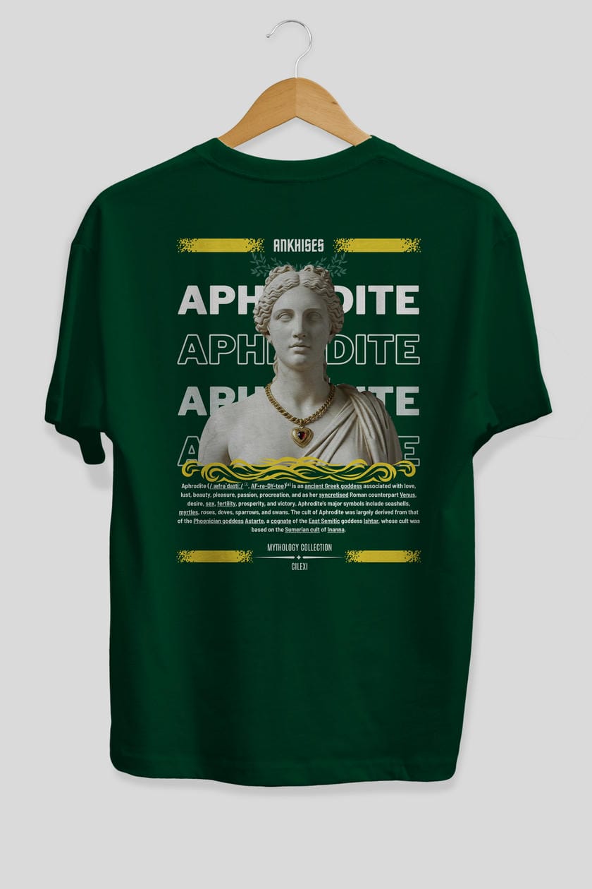 Aphrodite 1 Arka Baskılı Oversize t-shirt Erkek Kadın %100 Pamuk Bisiklet Yaka tişort