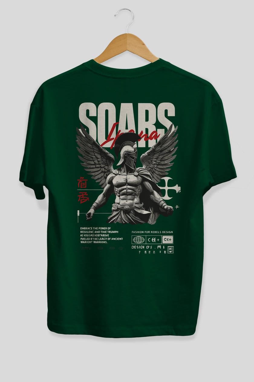 Soars Arka Baskılı Oversize t-shirt Erkek Kadın %100 Pamuk Bisiklet Yaka tişort