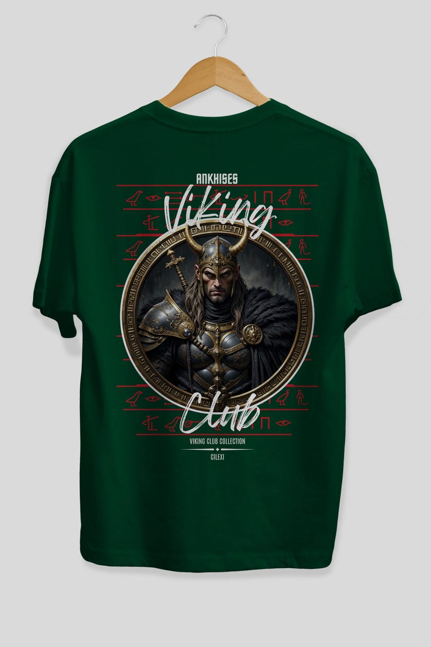 Viking Mitolojisi Serisi 21 Arka Baskılı Oversize t-shirt Erkek Kadın %100 Pamuk Bisiklet Yaka tişort