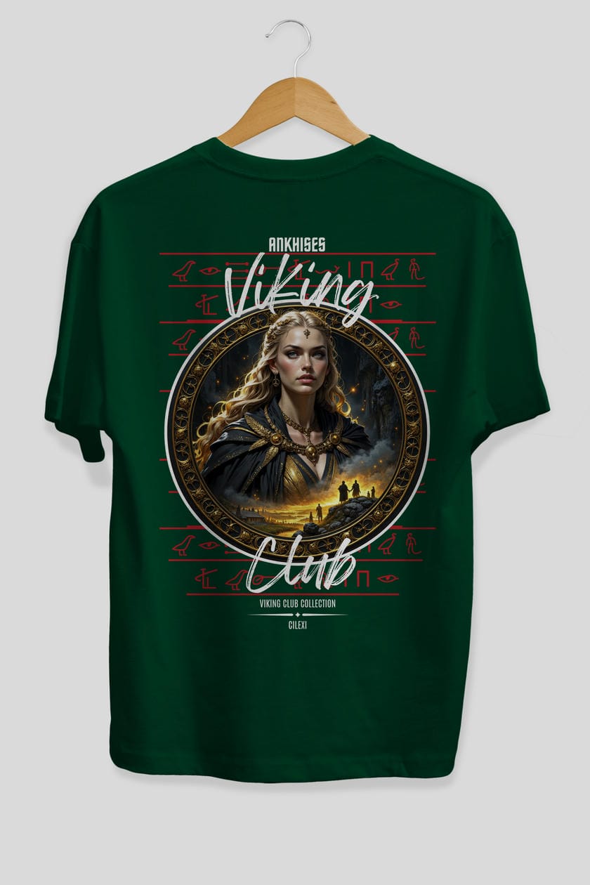 Viking Mitolojisi Serisi 1 Arka Baskılı Oversize t-shirt Erkek Kadın %100 Pamuk Bisiklet Yaka tişort