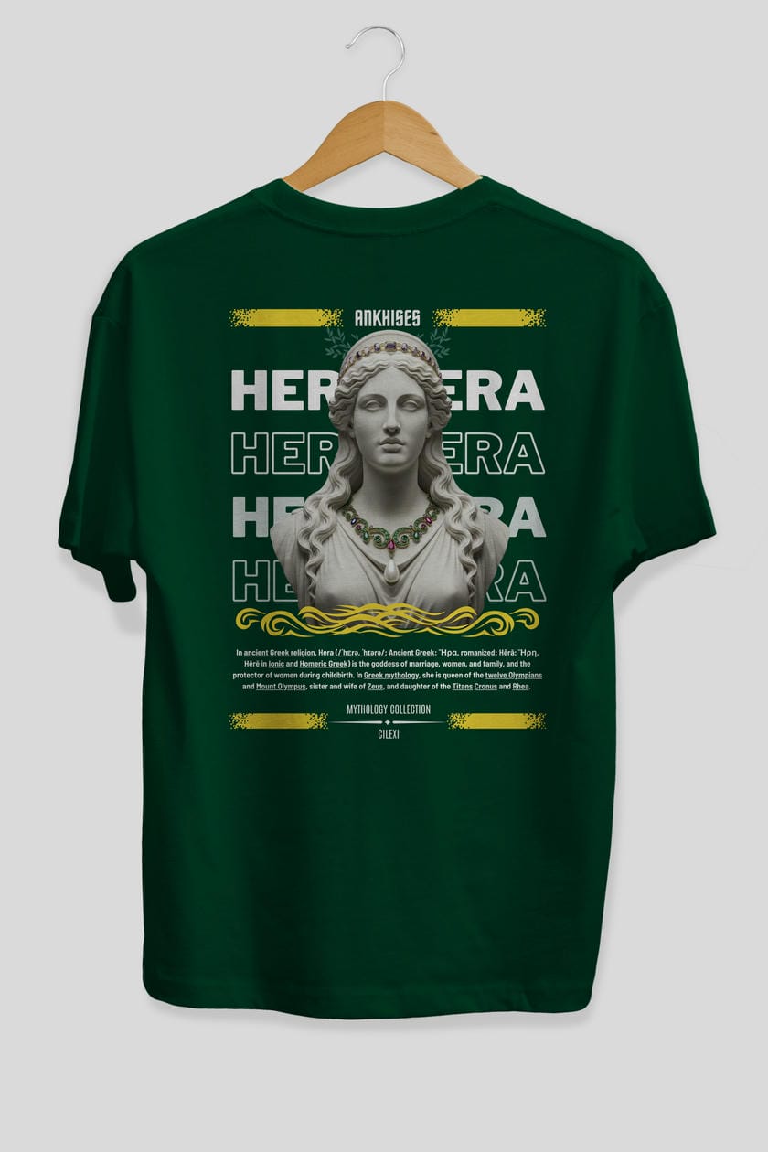Hera 1 Arka Baskılı Oversize t-shirt Erkek Kadın %100 Pamuk Bisiklet Yaka tişort