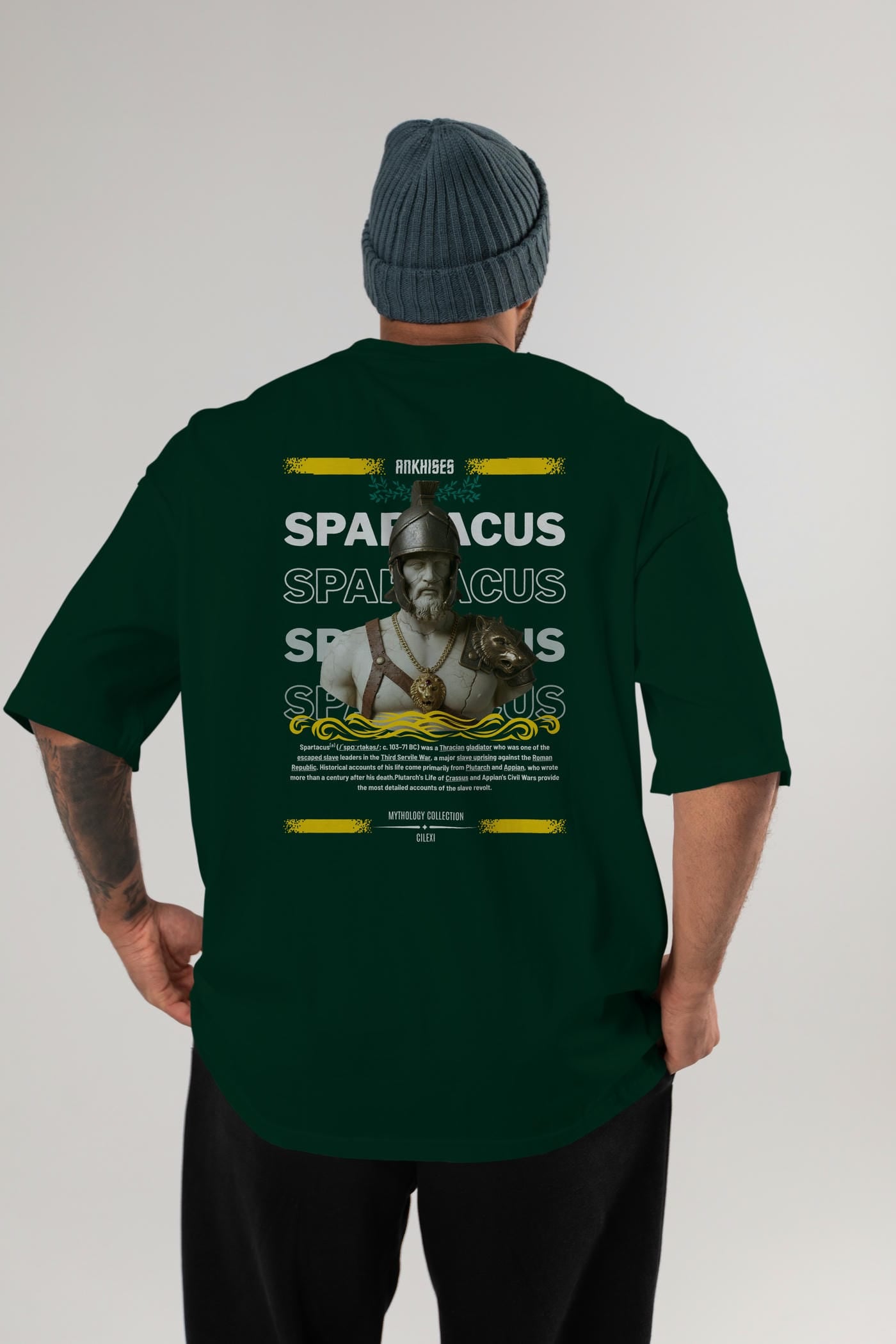 Spartacus 2 Arka Baskılı Oversize t-shirt Erkek Kadın %100 Pamuk Bisiklet Yaka tişort