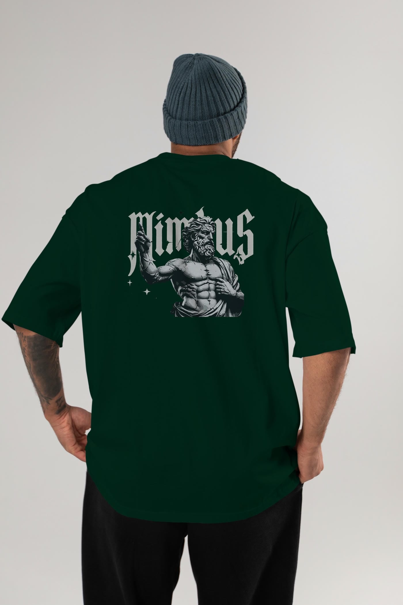 Mimbus Zeus Arka Baskılı Oversize t-shirt Erkek Kadın %100 Pamuk Bisiklet Yaka tişort