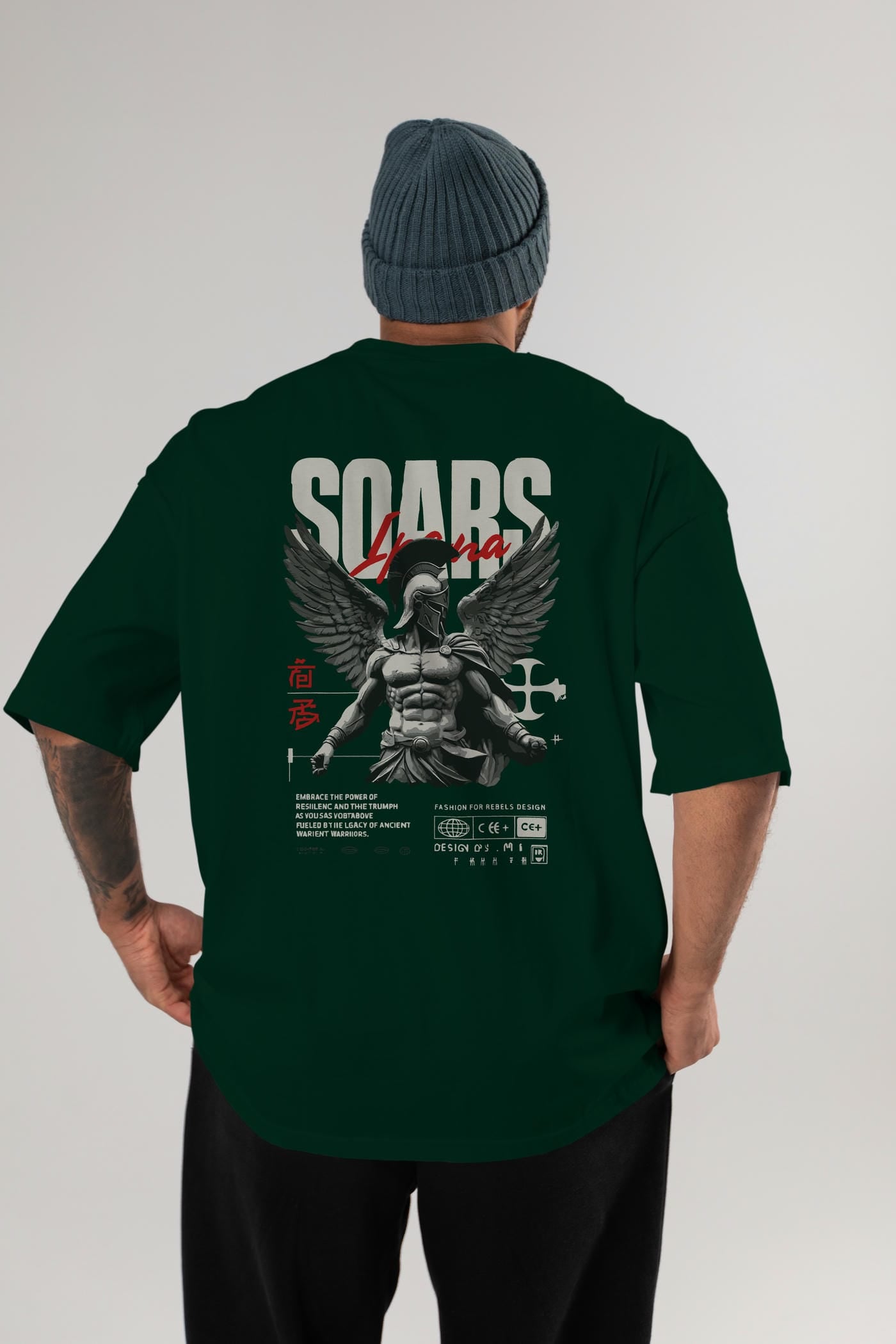 Soars Arka Baskılı Oversize t-shirt Erkek Kadın %100 Pamuk Bisiklet Yaka tişort