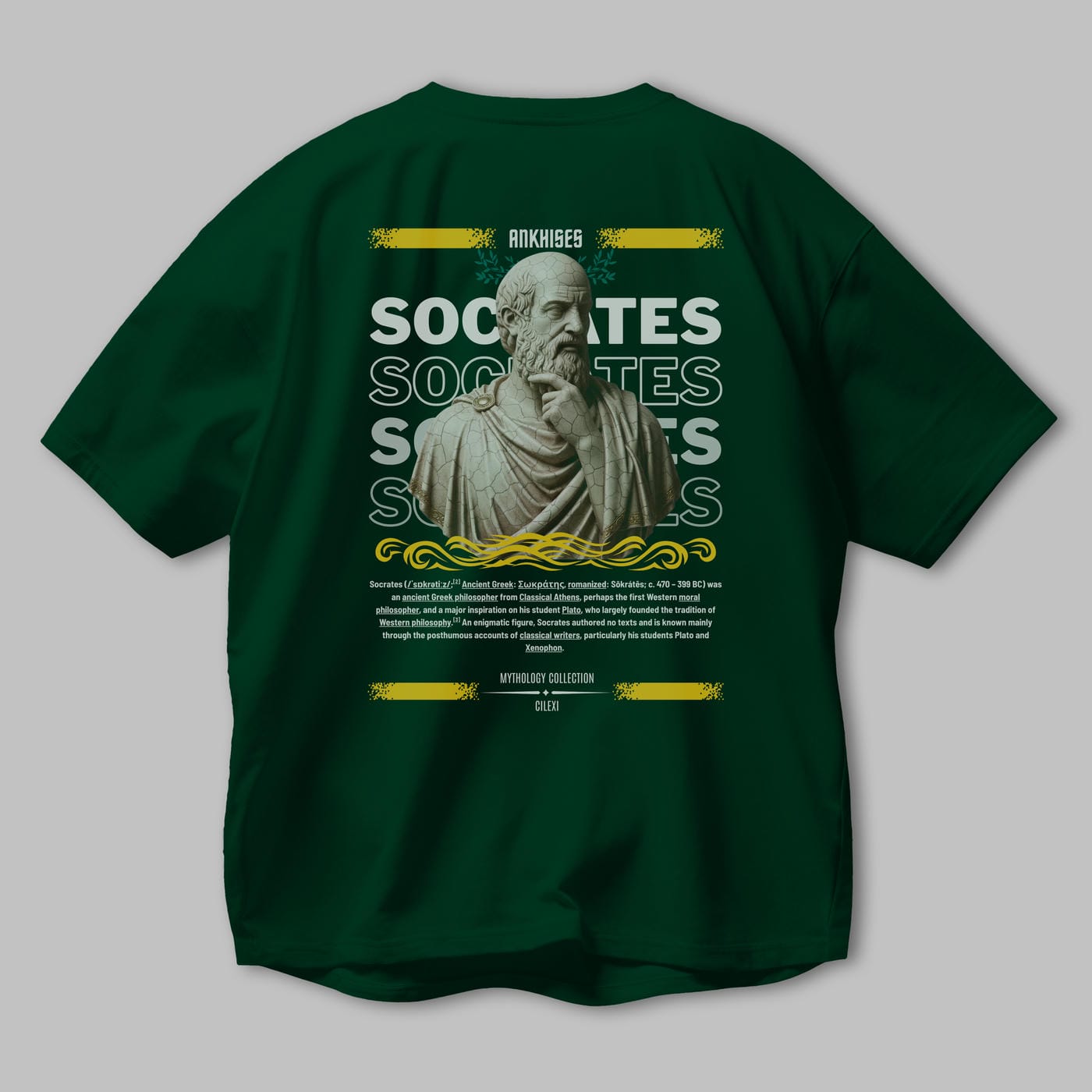 Socrates Arka Baskılı Oversize t-shirt Erkek Kadın %100 Pamuk Bisiklet Yaka tişort