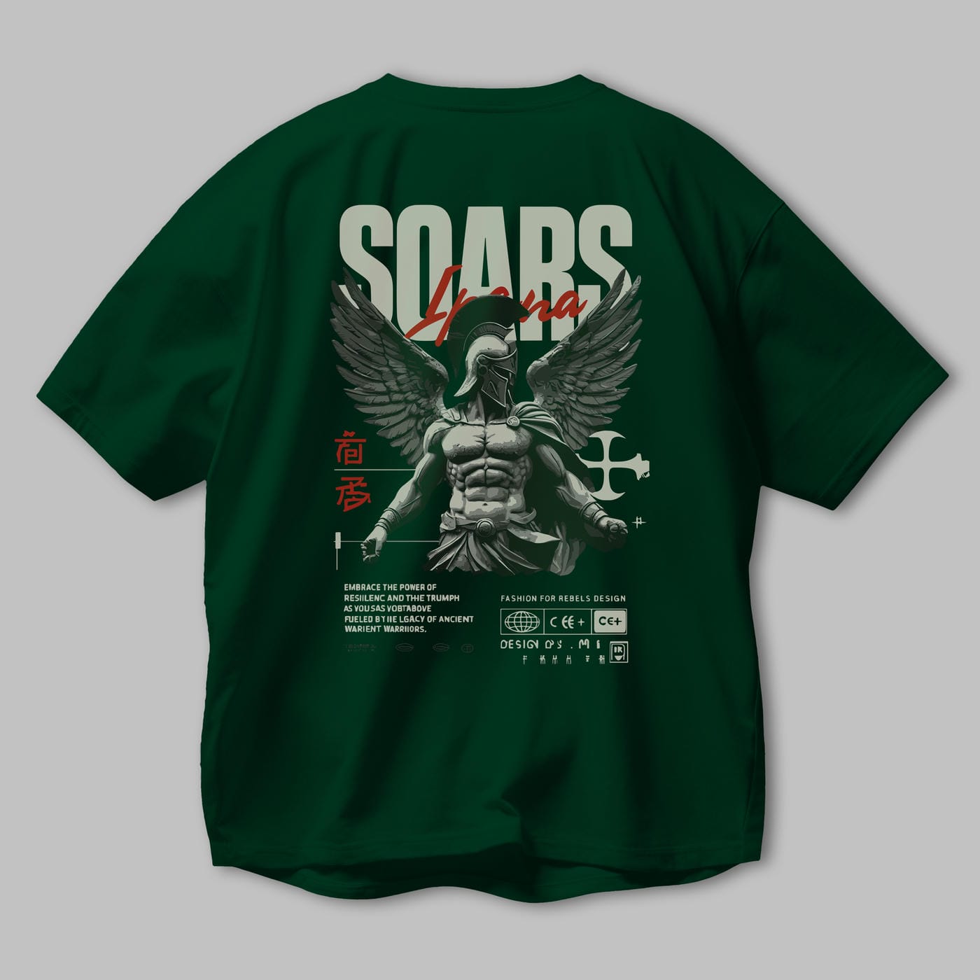 Soars Arka Baskılı Oversize t-shirt Erkek Kadın %100 Pamuk Bisiklet Yaka tişort