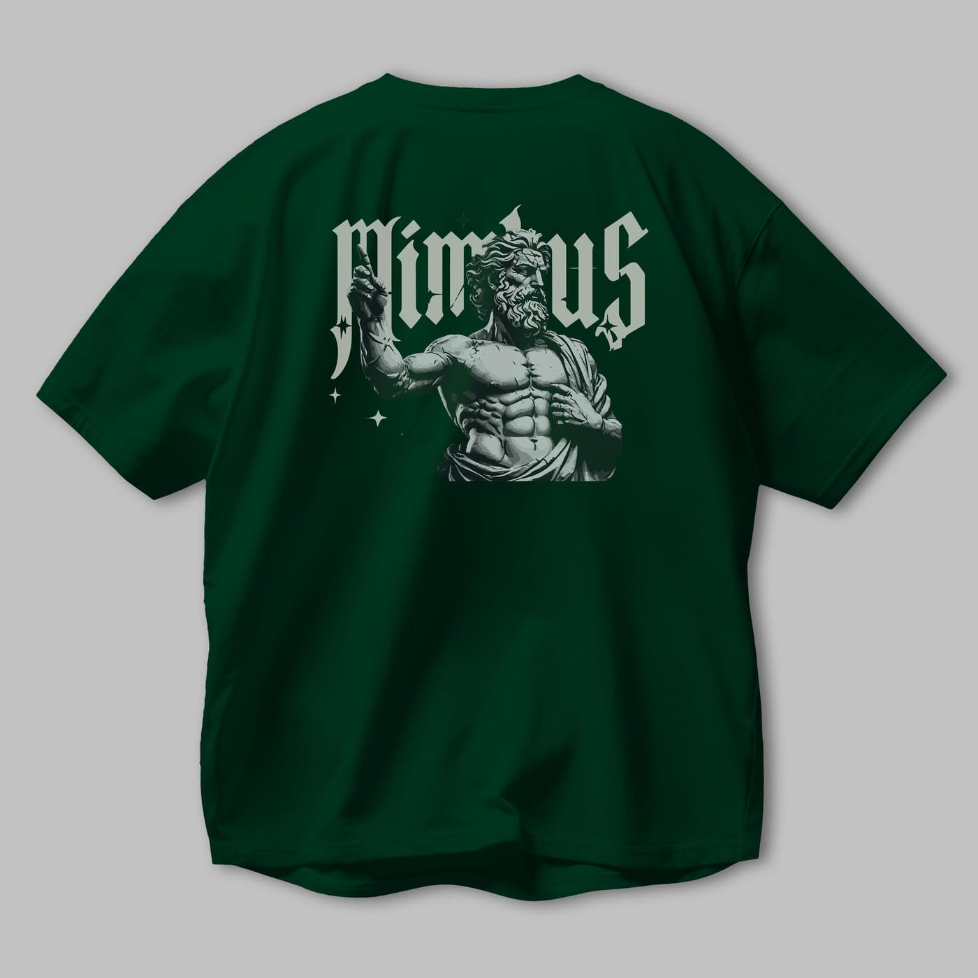 Mimbus Zeus Arka Baskılı Oversize t-shirt Erkek Kadın %100 Pamuk Bisiklet Yaka tişort