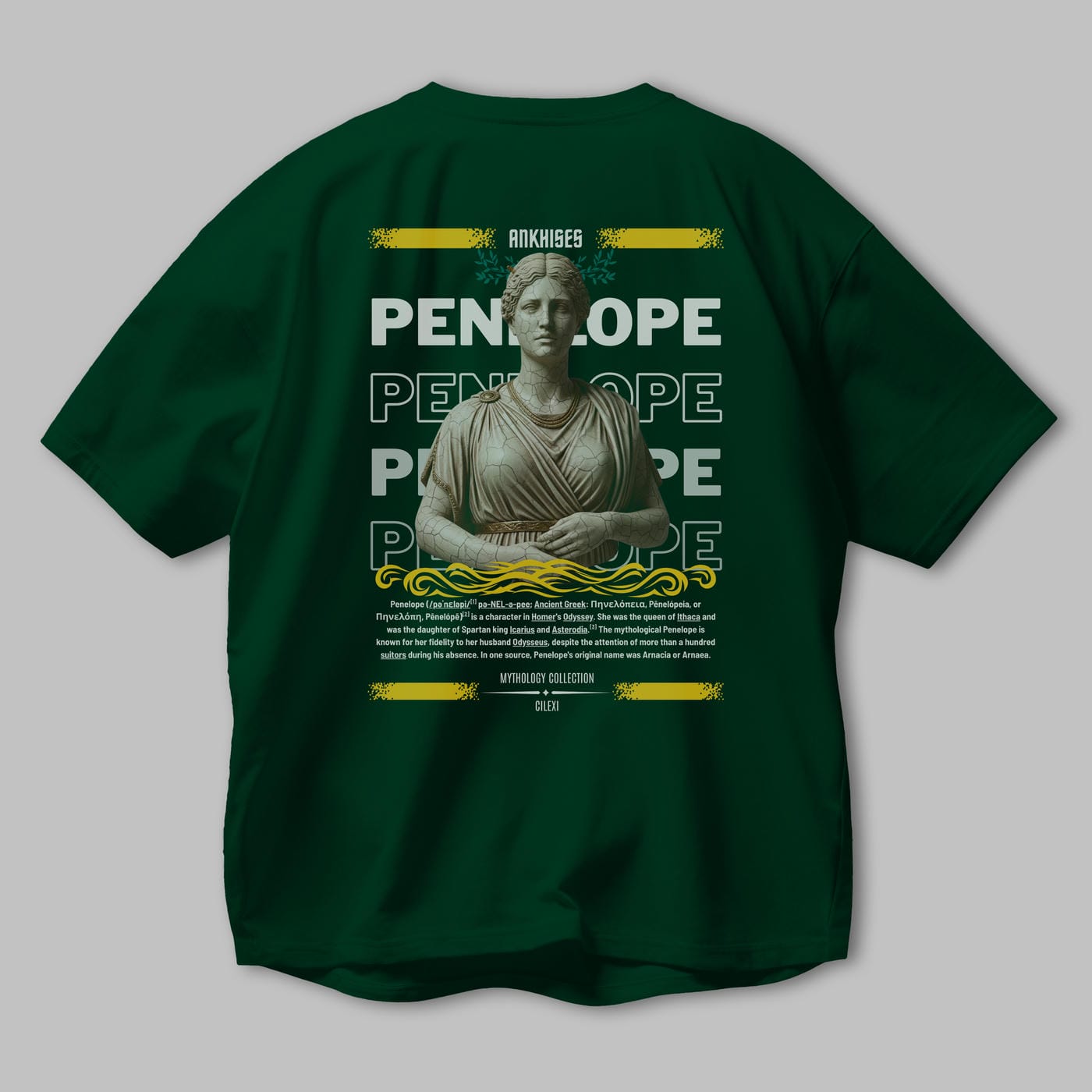 Penelope 1 Arka Baskılı Oversize t-shirt Erkek Kadın %100 Pamuk Bisiklet Yaka tişort