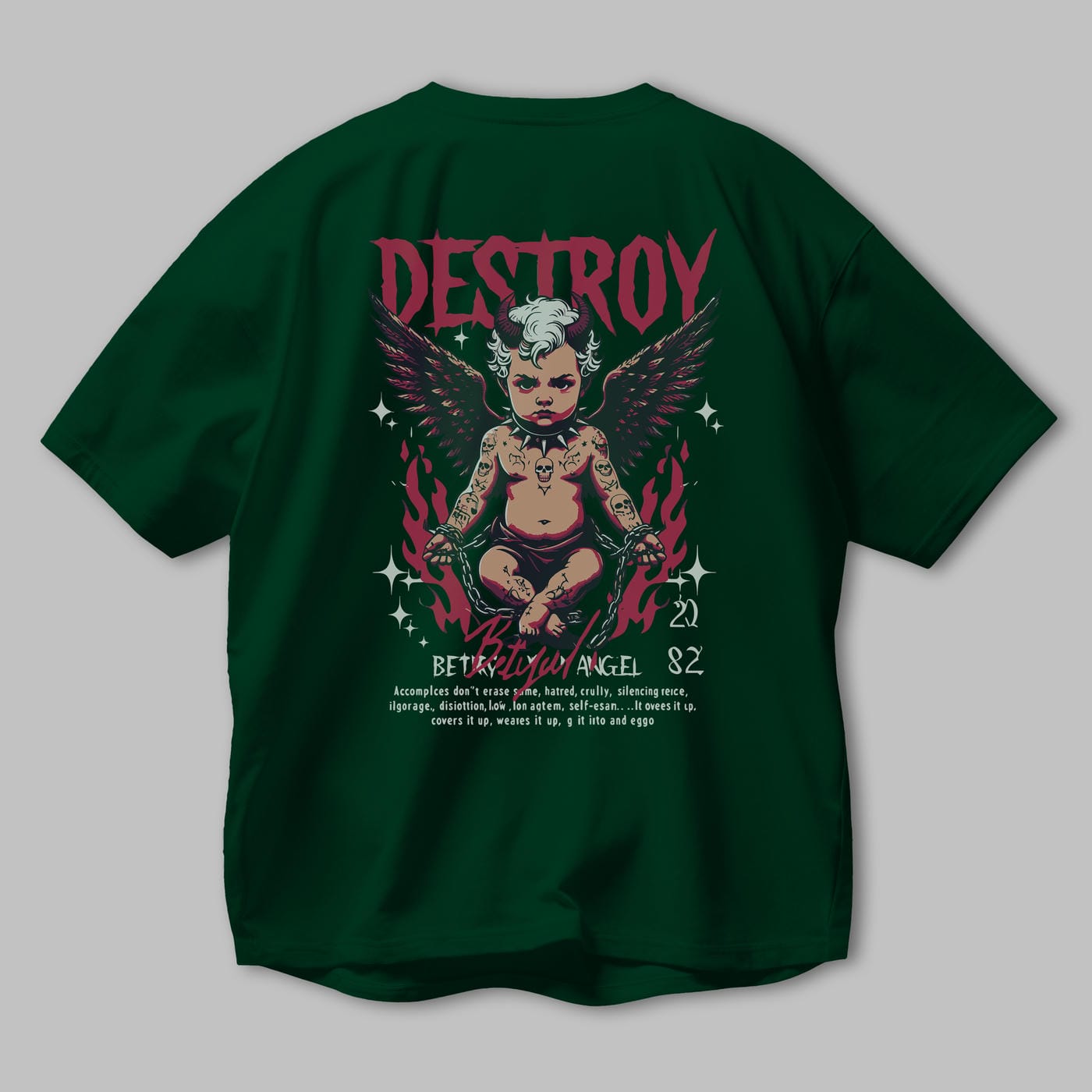 Destroy Arka Baskılı Oversize t-shirt Erkek Kadın %100 Pamuk Bisiklet Yaka tişort
