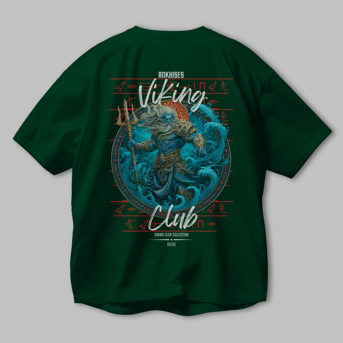 Njord Arka Baskılı Oversize t-shirt Erkek Kadın %100 Pamuk Bisiklet Yaka tişort