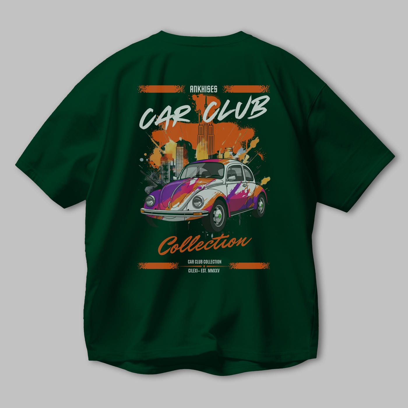 Araba Club Serisi 41 Baskılı Oversize t-shirt Erkek Kadın %100 Pamuk Bisiklet Yaka tişort