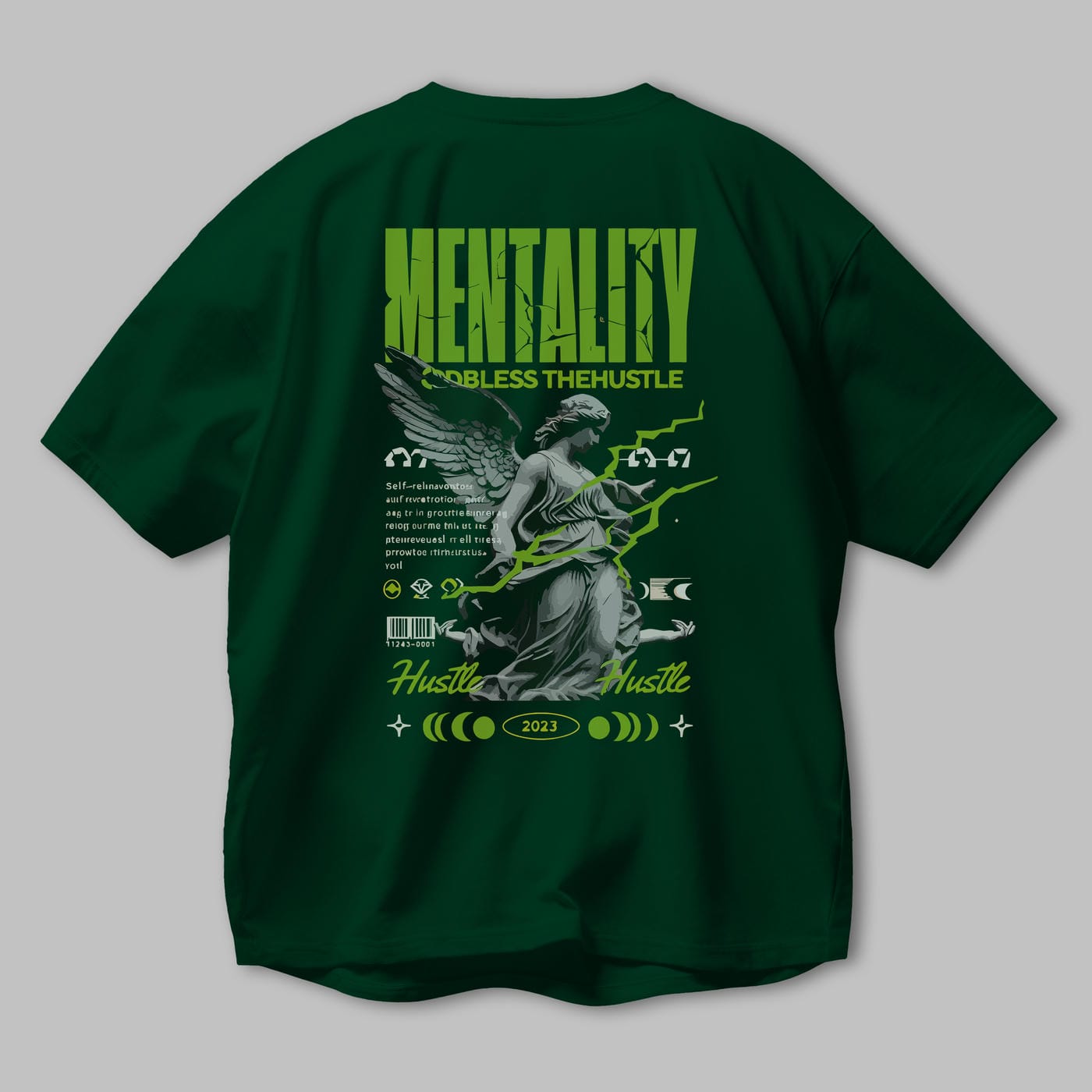 Mentality Arka Baskılı Oversize t-shirt Erkek Kadın %100 Pamuk Bisiklet Yaka tişort