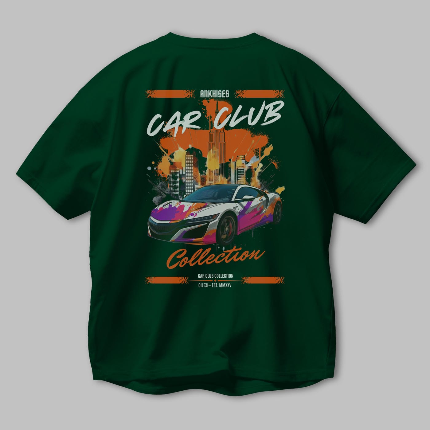 Araba Club Serisi 26 Baskılı Oversize t-shirt Erkek Kadın %100 Pamuk Bisiklet Yaka tişort