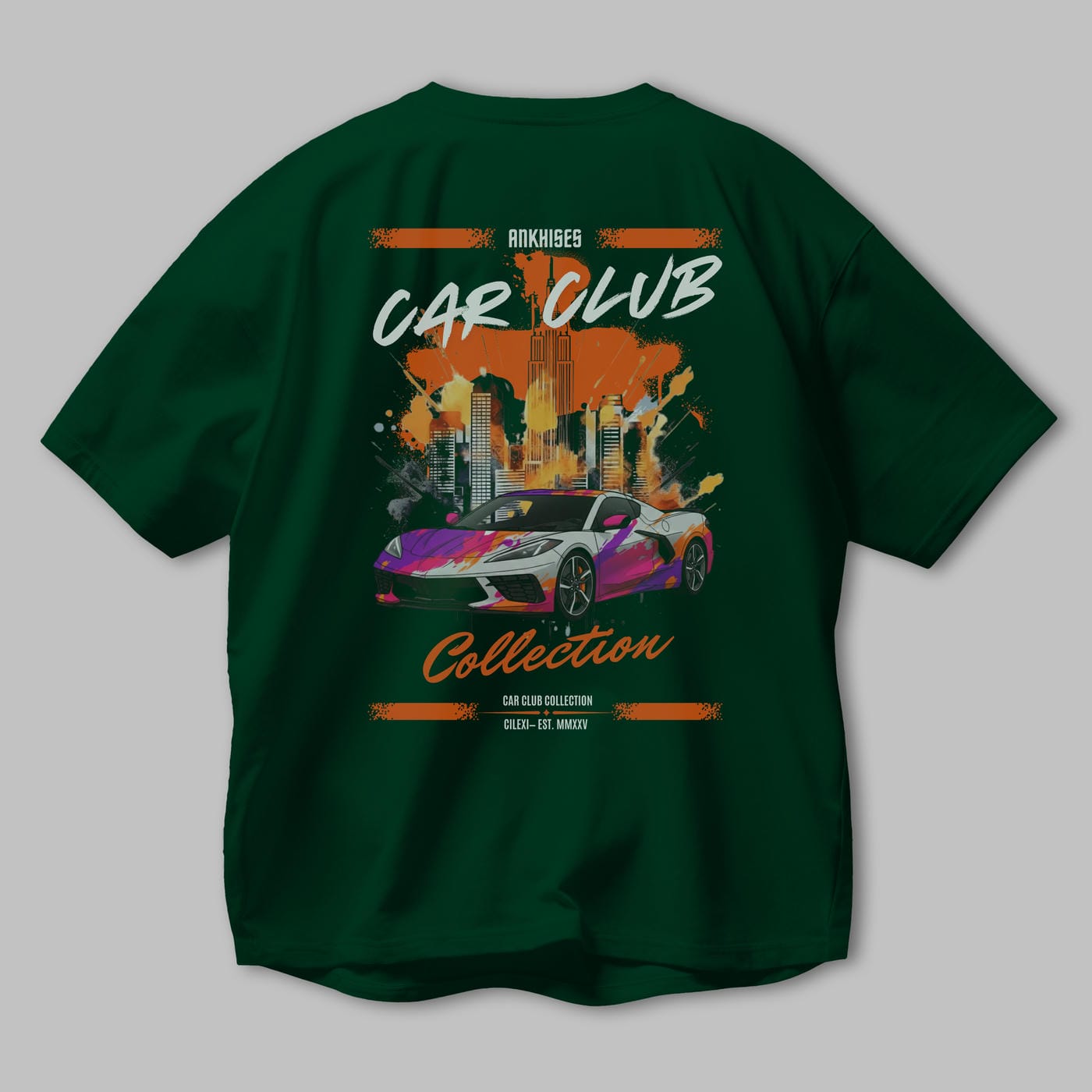 Araba Club Serisi 21 Baskılı Oversize t-shirt Erkek Kadın %100 Pamuk Bisiklet Yaka tişort