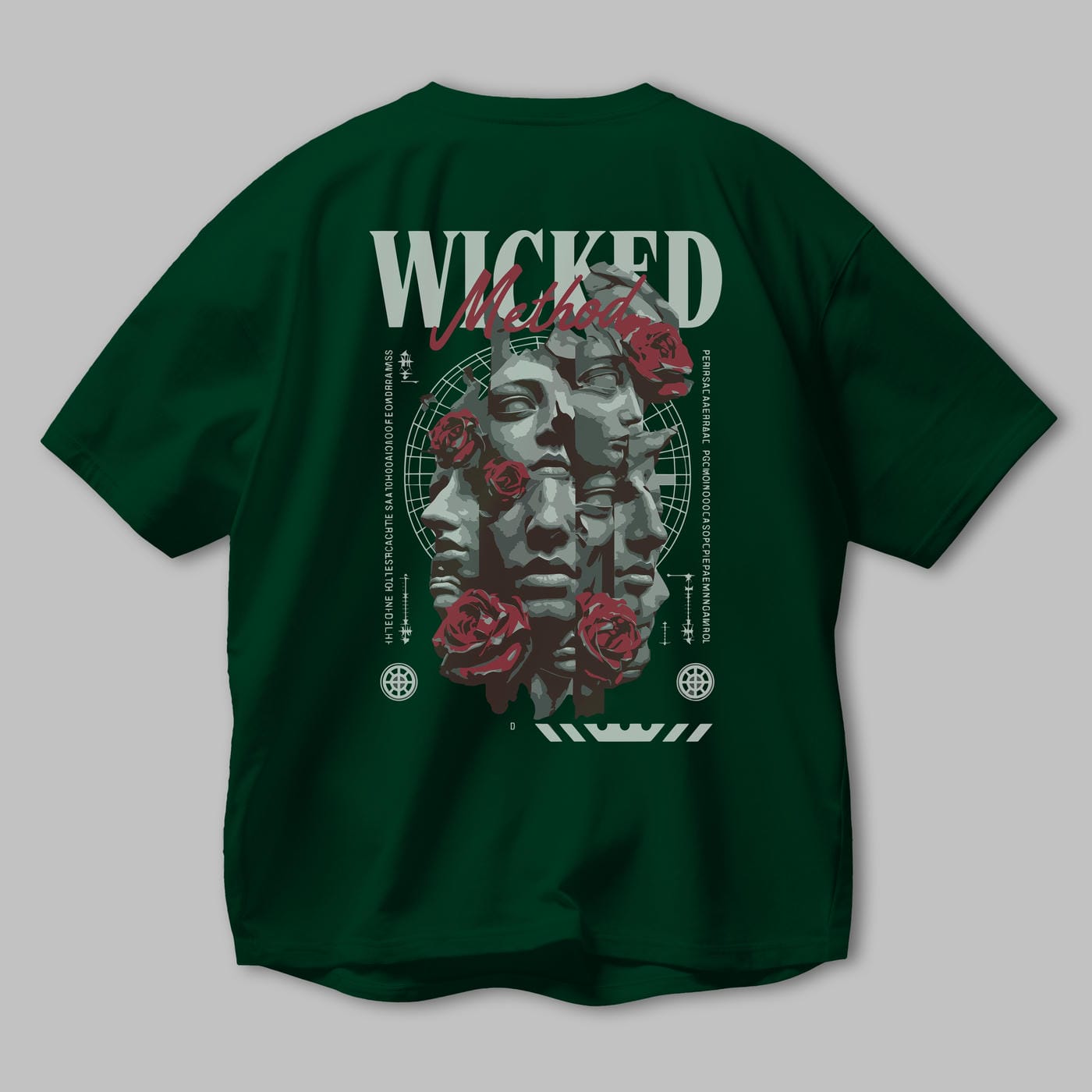 Wicked Method Arka Baskılı Oversize t-shirt Erkek Kadın %100 Pamuk Bisiklet Yaka tişort