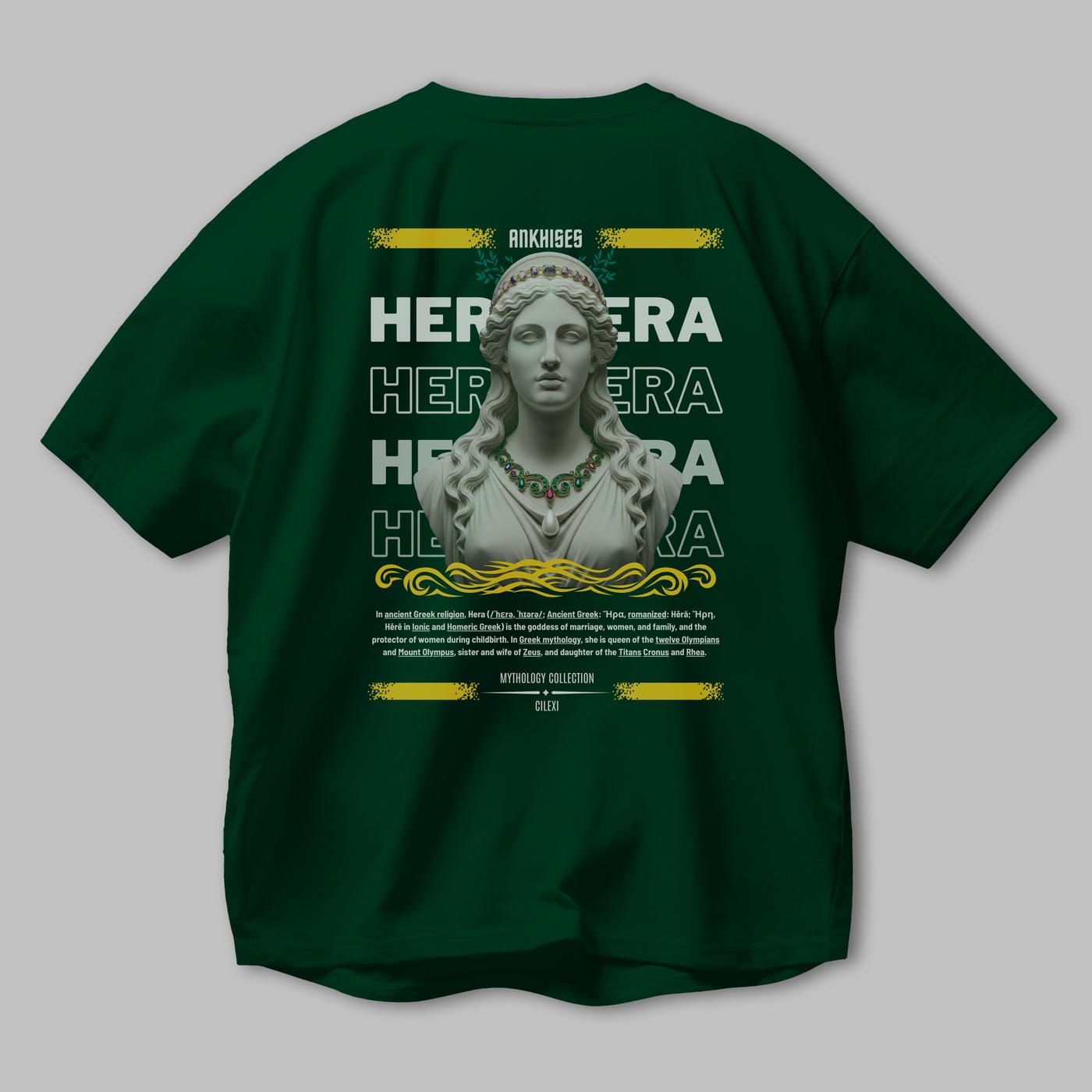 Hera 1 Arka Baskılı Oversize t-shirt Erkek Kadın %100 Pamuk Bisiklet Yaka tişort