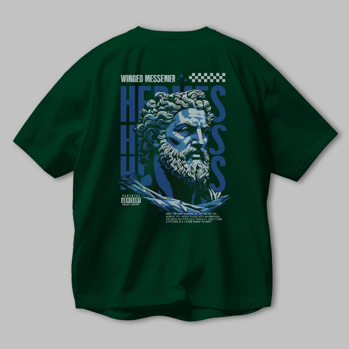 Hermes 1 Arka Baskılı Oversize t-shirt Erkek Kadın %100 Pamuk Bisiklet Yaka tişort