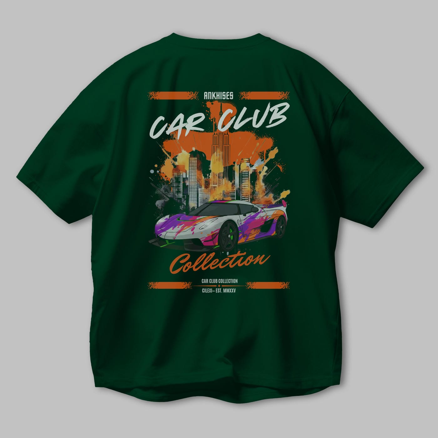 Araba Club Serisi 27 Baskılı Oversize t-shirt Erkek Kadın %100 Pamuk Bisiklet Yaka tişort