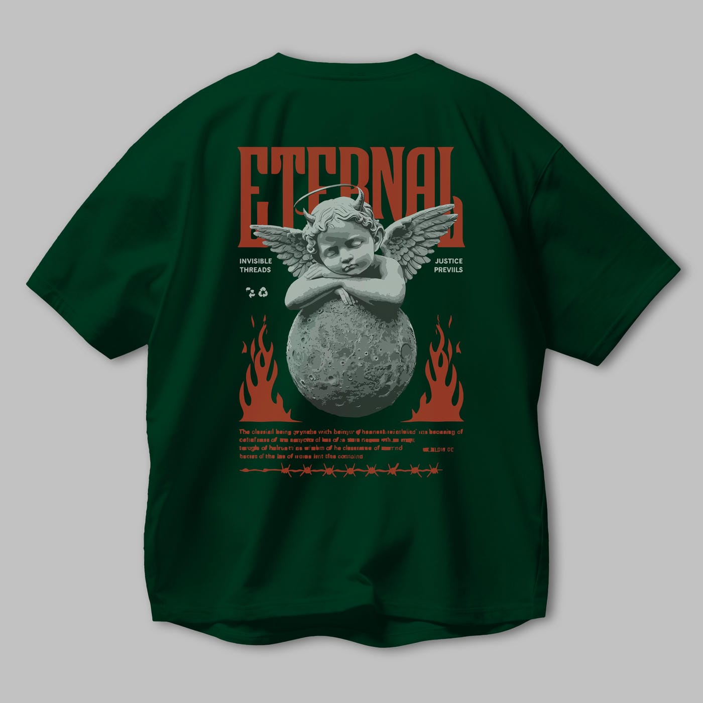 Eternal Arka Baskılı Oversize t-shirt Erkek Kadın %100 Pamuk Bisiklet Yaka tişort