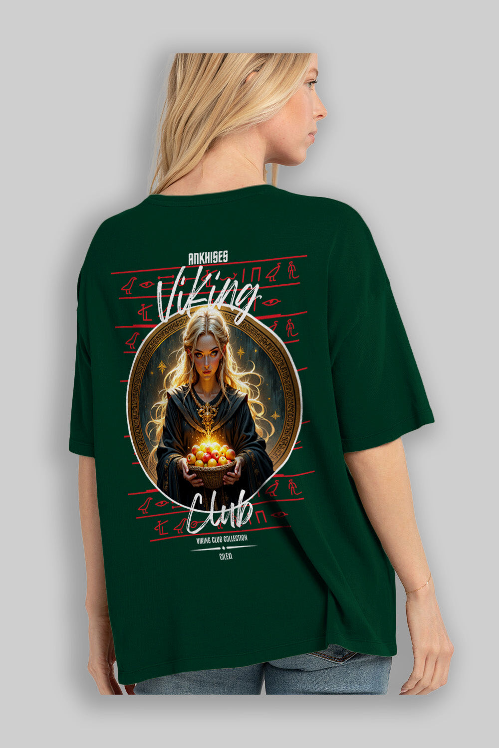 Viking Mitolojisi Serisi 16 Arka Baskılı Oversize t-shirt Erkek Kadın %100 Pamuk Bisiklet Yaka tişort